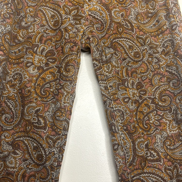Prana | Retro Corduroy Orange & Brown Patterned Skinny Pants | Fitted Low Rise - Picture 4 of 10
